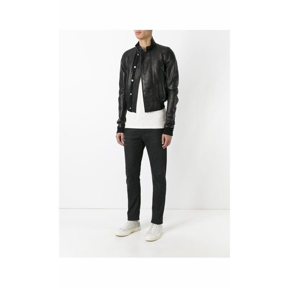 Rick Owens Calf Leather Cropped Bomber Jacket - Picture 1 of 9